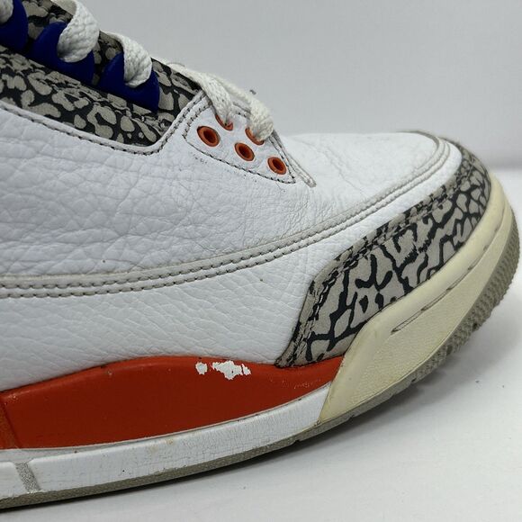 Nike Air Jordan 3 Retro Knicks Men's Size 10.5 136064-148 Sneaker White Orange - Picture 8 of 16